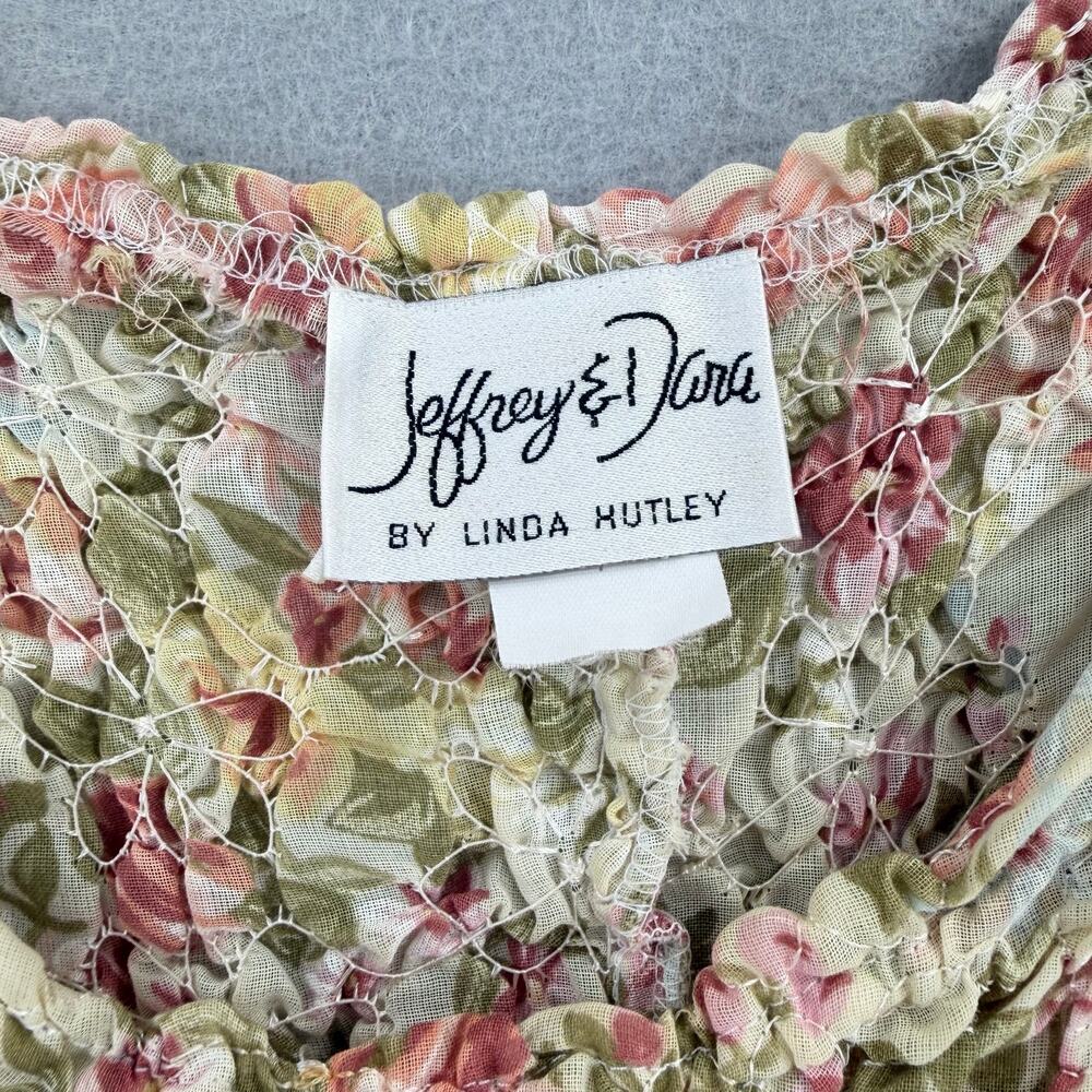Vintage Jeffrey & Dara Cream Floral Smocked Cottagecore Romantic Maxi Dress - Picture 11 of 12